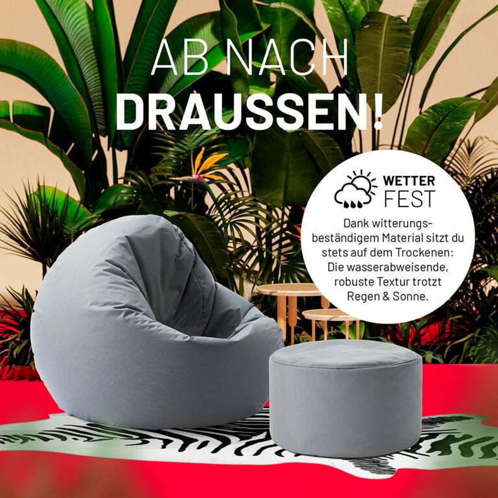 LUMALAND Sitzsack Pouf (50 L) - In- & outdoor - Grau Produktbild 6