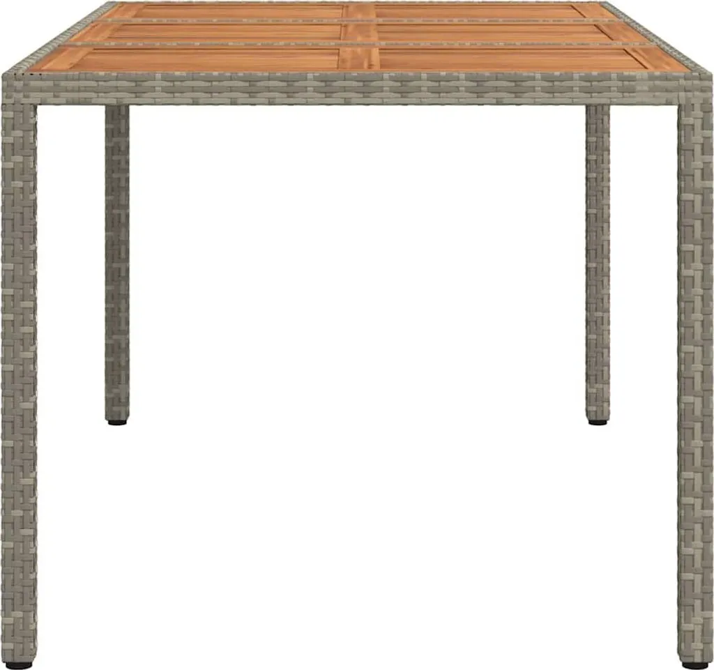 Table de Jardin en Poly Rotin Gris Résistant aux Intempéries 150x90 cm