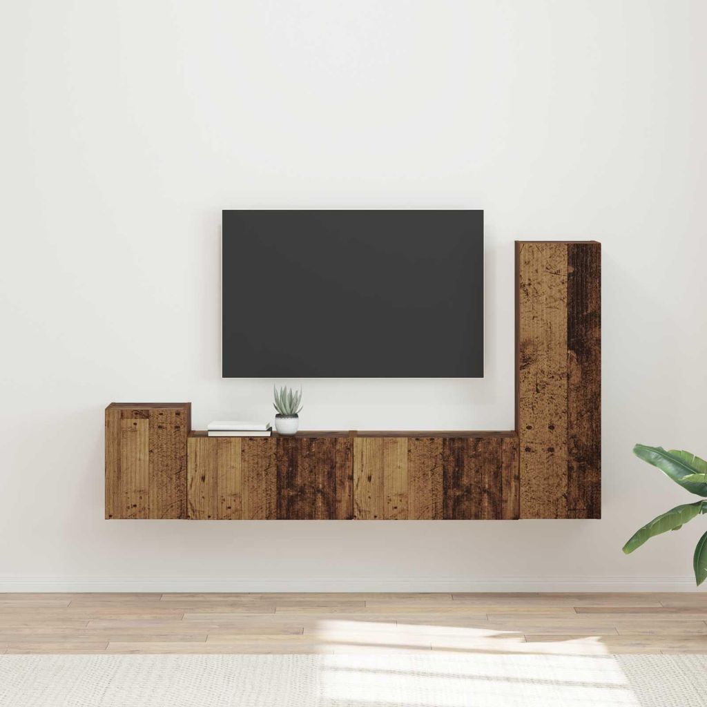 Maison Exclusive - TV-Schrankset Wandmontiert 4 pcs Altholz Holzwerkstoff