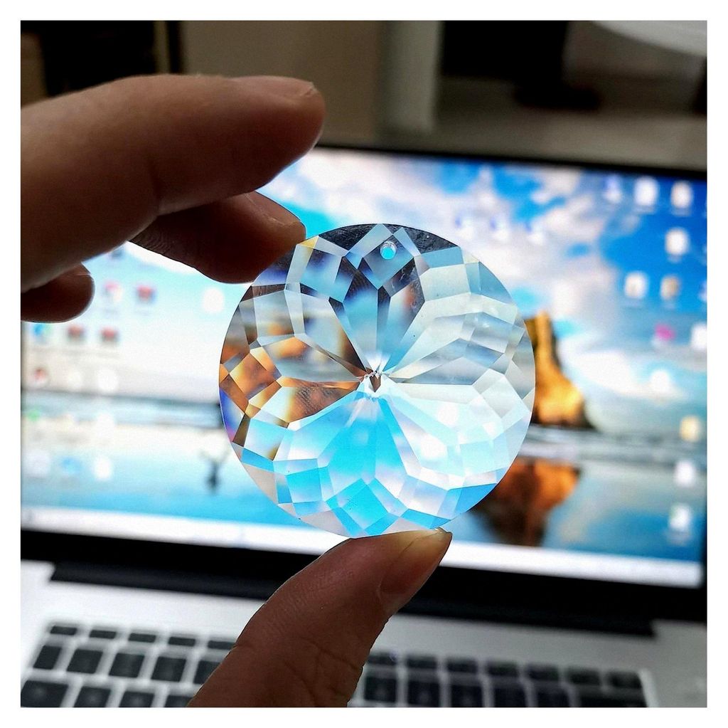 75mm Bauhinia Hängendes Kristallprisma Sonnenfänger Runder Fensterprisma Ornament Glas Anhänger Regenbogenmacher für Fenster Haus Garten Dekora...