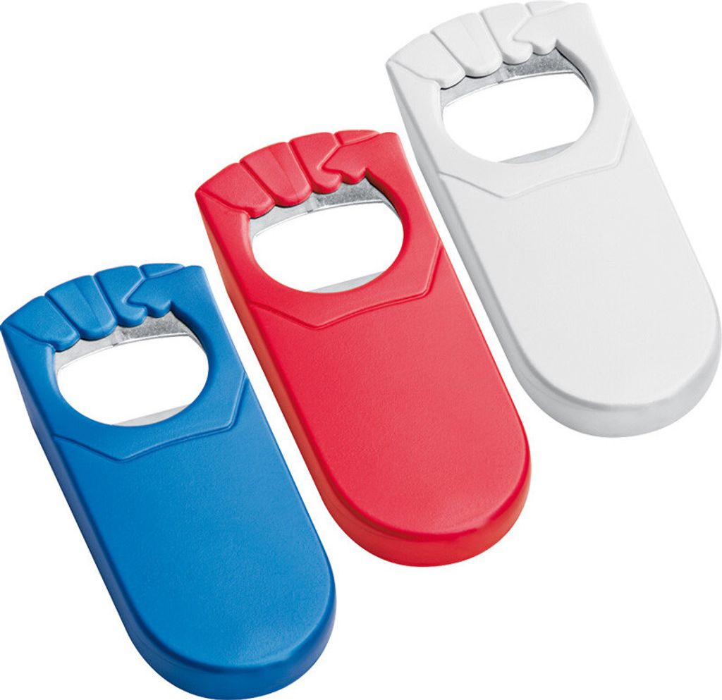 3x Faust-Flaschenöffner / Farbe: je 1x  blau, rot und weiß Produktbild 