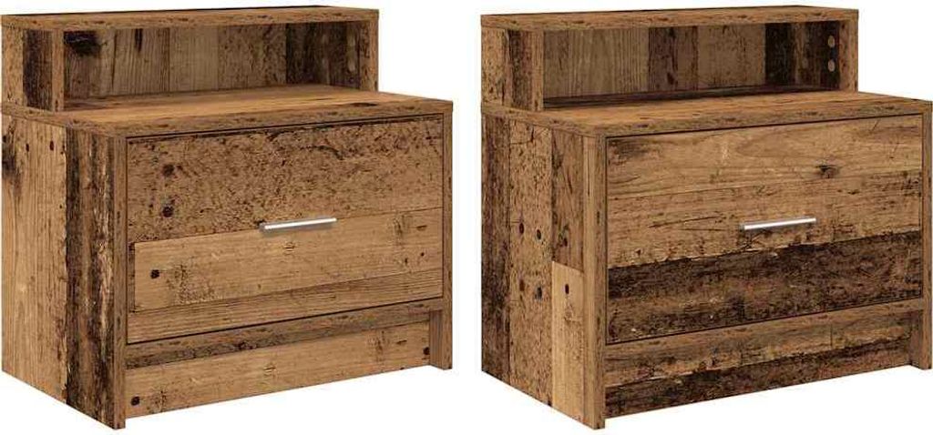 Nachttische mit Schubladen 2 Stk. Altholz-Optik 51x31x47 cm