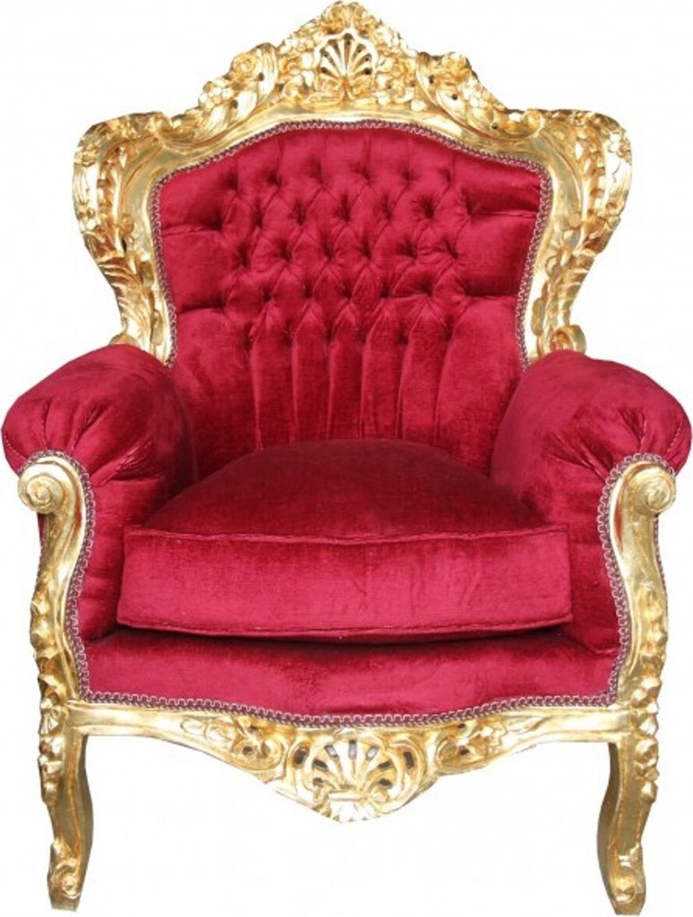 Casa Padrino Barock Sessel Al Capone Mod 2 Bordeauxrot / Gold 85 x 65 x H. 120 cm - Barock Möbel