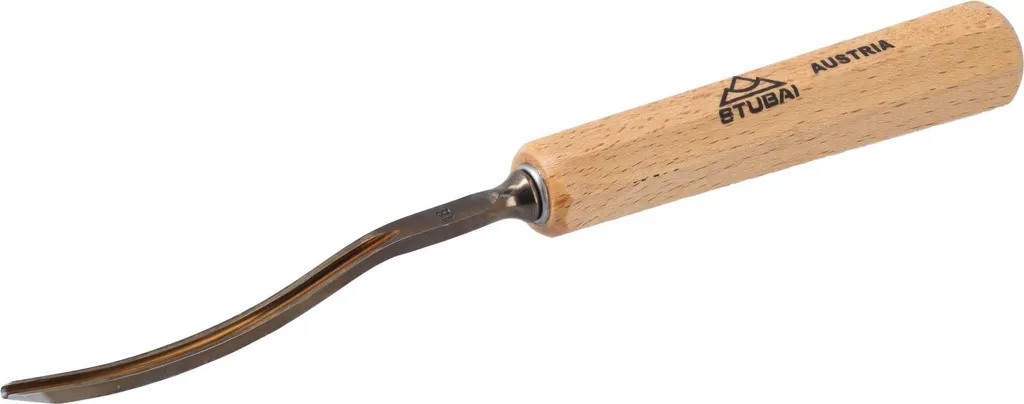 STUBAI Scalpello Serie 52 - Forma 18 | Scalpello curvo da 2 mm, con manico in legno, per lavori di figura, rappresentazione di capelli ondulati e acqua, per lavorazioni precise del legno
