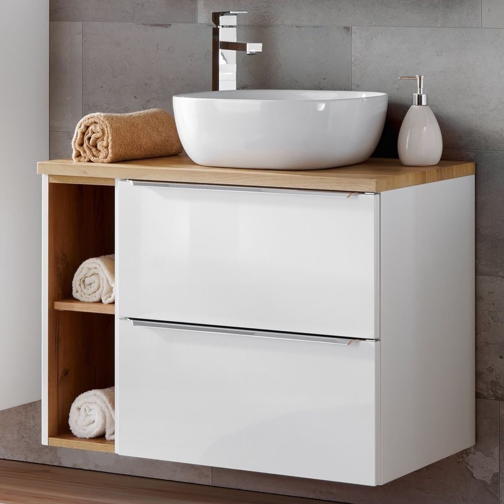 Waschtisch-Unterschrank 80cm mit Keramikbecken TOSKANA-56 Produktbild 