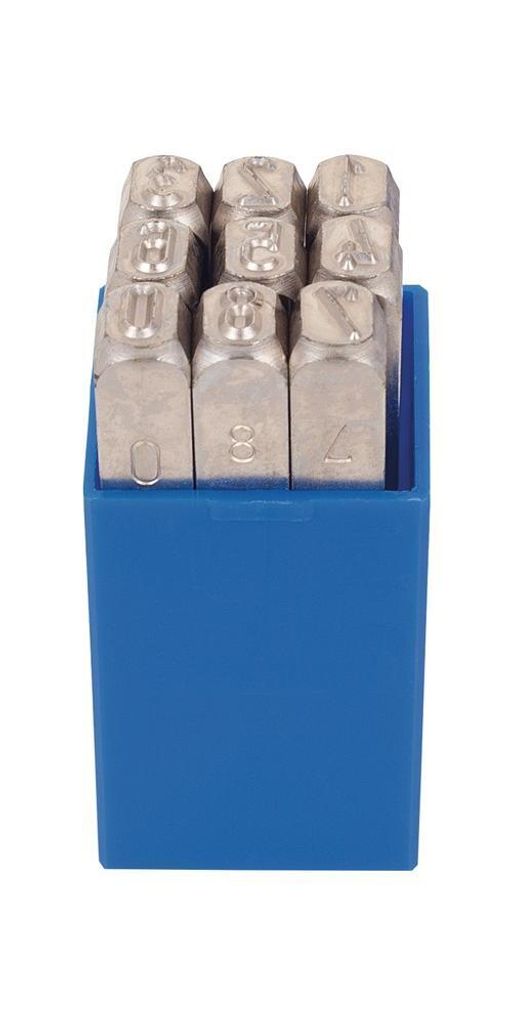 Schlagzahlensatz 330 9-tlg.Zahlen 0-9 Schrift-H.4mm in Ku.-Box