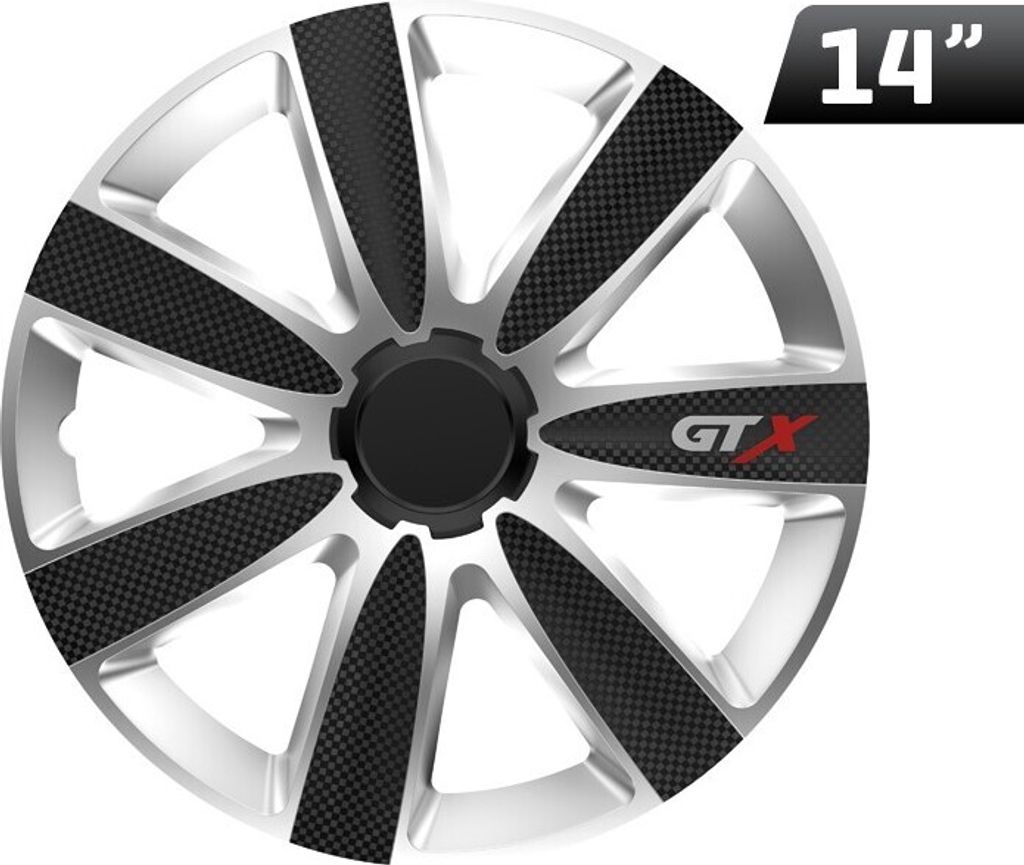 GTX carbon schwarz / silber 14" Radkappe, 1 Stk