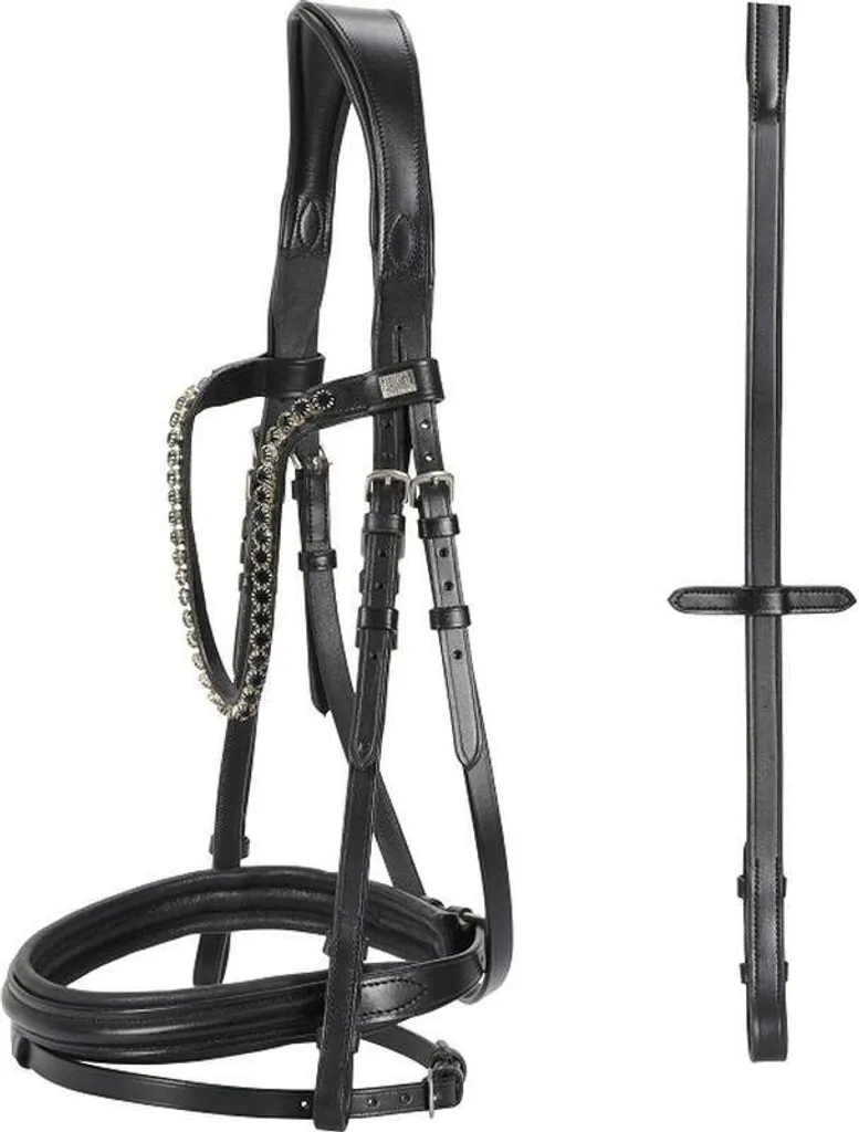 Bridon HorseGuard EMI III Noir en Cuir Souple avec Têtière Taille Full