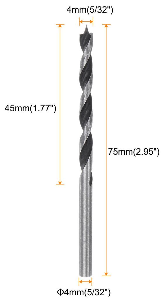 10 Stš¹ck Brad Point Bohrer Set 4 mm Durchmesser Gerader Rund-Schaft Metrische Spiral Twist Metall Holzbohrer fš¹r Schreiner Holzbearbeitung Ku...