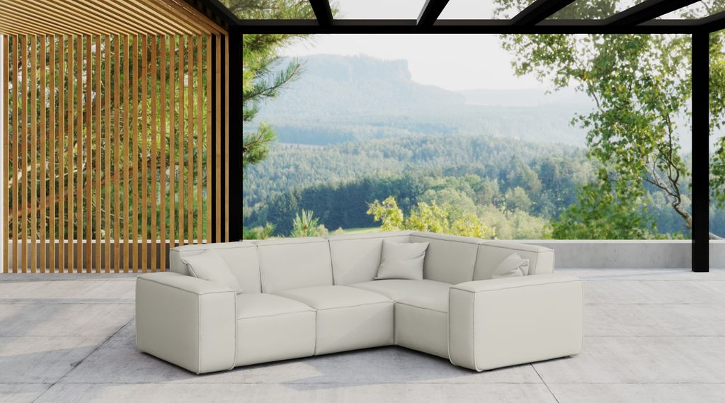 Kaiser Möbel, Gartenmöbel Ecksofa für den Garten MALIBU, die Terrasse, den Hof, gemütliche groß, Gartenmöbel eckcouch, ODYSSEY Creme Rechts