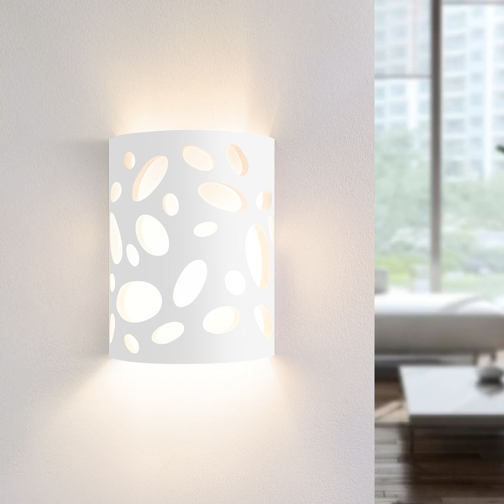 ZMH Wandleuchte Innen Wandlampe Flur Up and Down Leuchten Modern Design Wandleuchten E14 Flurlampe Weiß Gipsleuchte Treppenhaus Wandlicht für Woh...