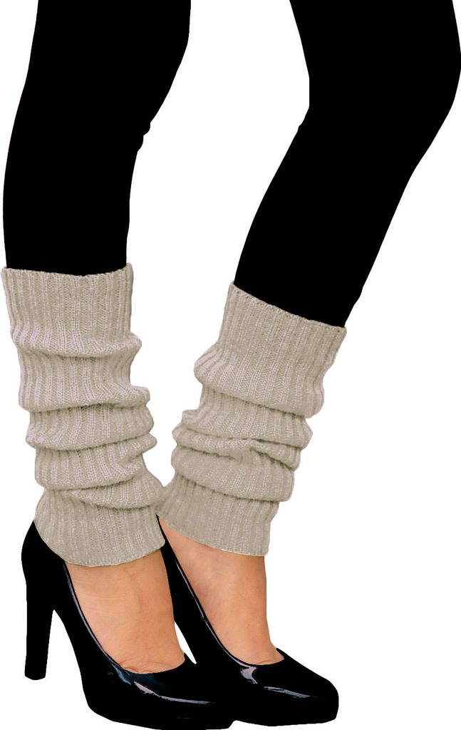 2 Paar Damen Stulpen Schwarz & Weiß - Gestrickte Beinwärmer Für Winter