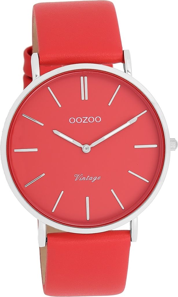 Oozoo Leder Damen Uhr Analog Quarzuhr Armband orange rot Vintage Series D2UOC20324