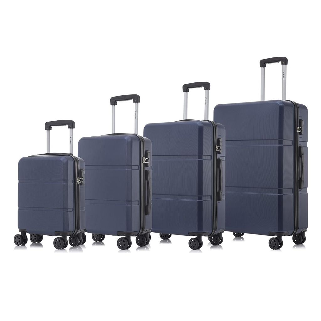 Suitcase Set, Rollkoffer Handgepäck, Kofferset, mit 4 Rollen 360°, Hartschalenreise Zahlenschloss, Weicher Gummigriff (4er Set, S,M,L&XL, Dunkelb...