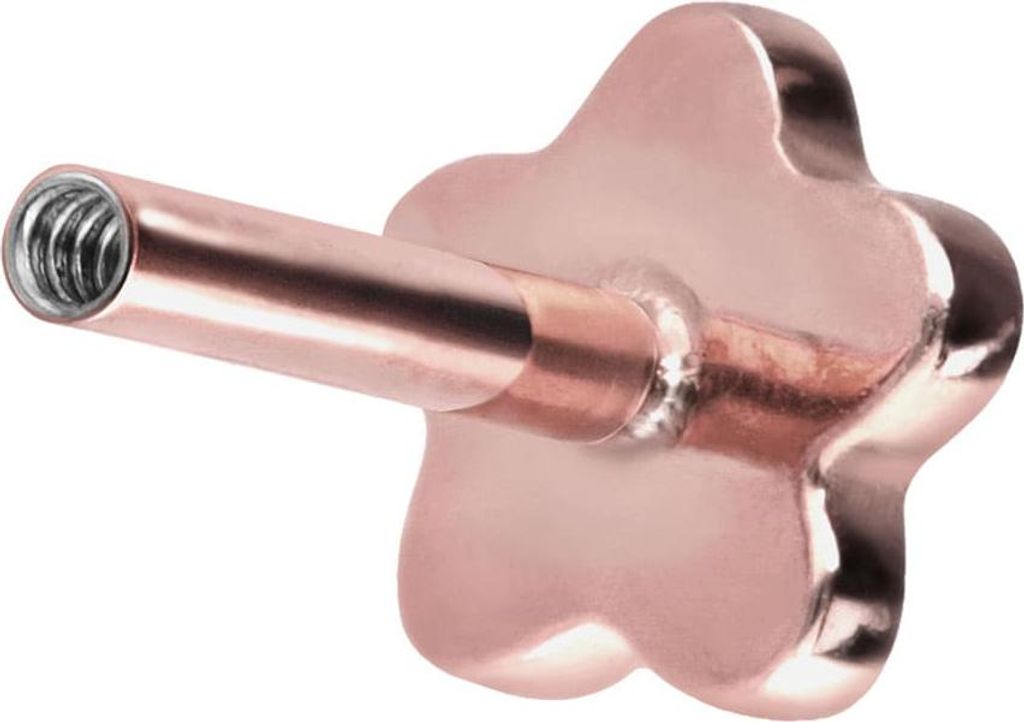 Ohrpiercing, Nasenpiercing Titan Labret mit Innengewinde ohne Kugel BLUME RoséGold Stablänge: 8mm | Stabstärke: 1,2mm