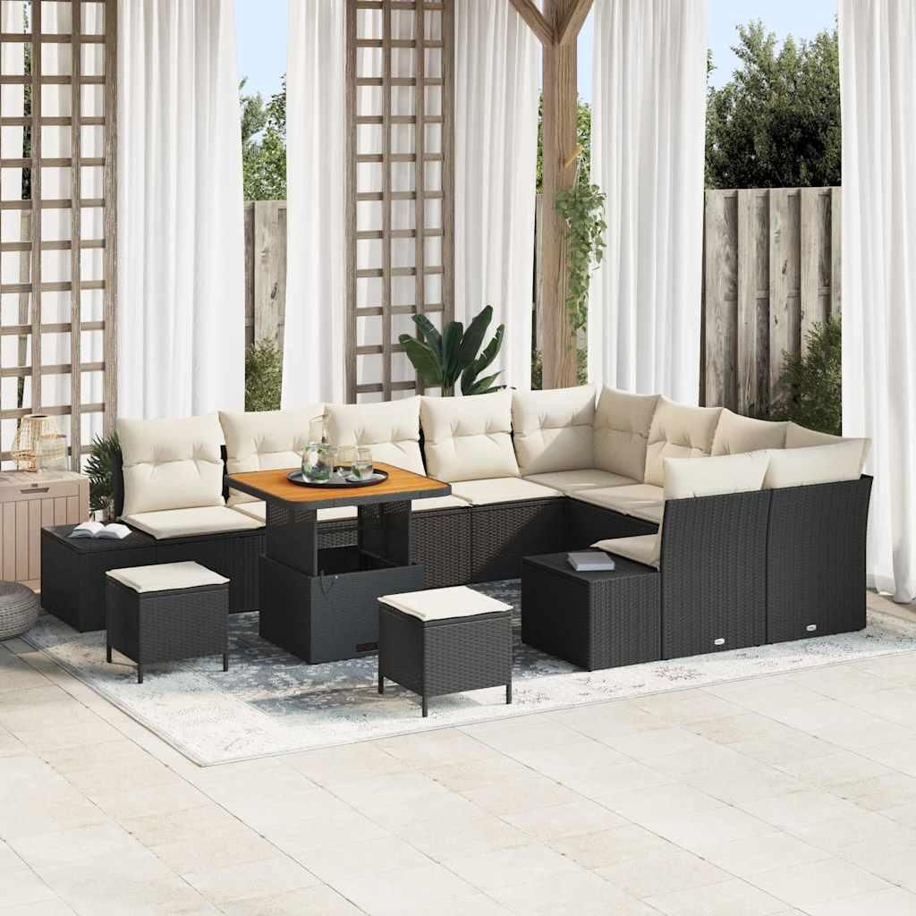 Maison Exclusive - Gartensofa-set mit Kissen 12 pcs Schwarz Poly-Rattan