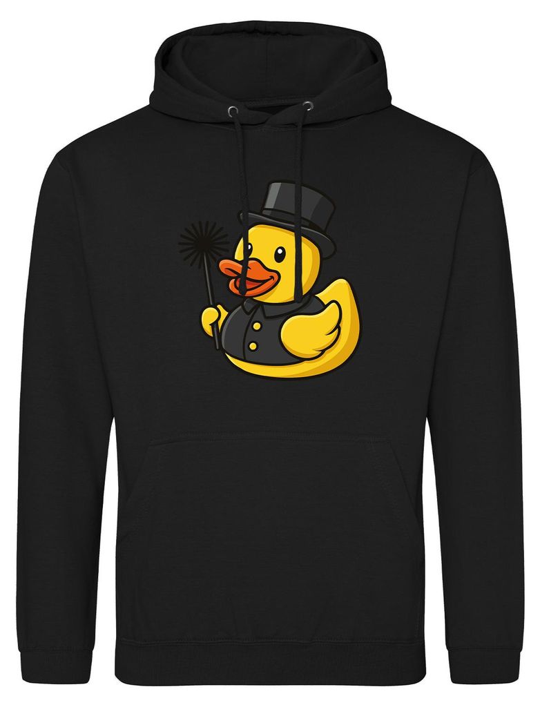 Huuraa Unisex Hoodie Quietscheente Schornsteinfeger Gummiente Kaminfeger S Deep Black Vegan Sweatshirt Geschenkidee