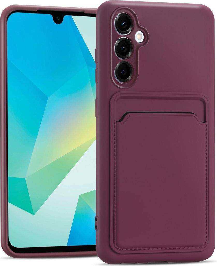 Handyhülle für Samsung Galaxy A16 5G Hülle Silikon Schutzhülle mit Kartenfach Slim Wallet Case, Raspberry