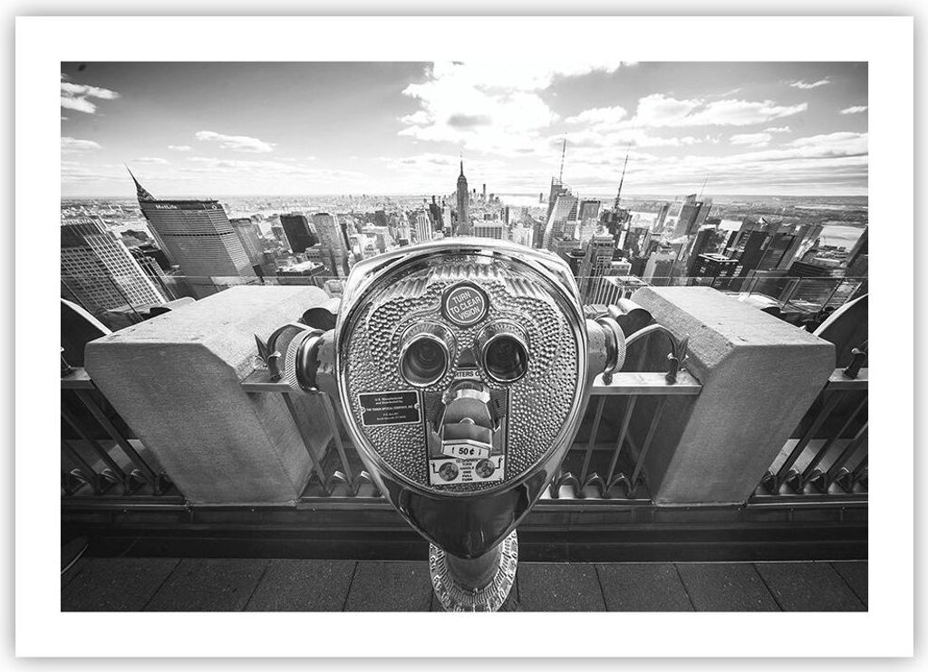 Poster - Poster ohne Rahmen - Manhattan Fernglas Ansicht - 70x50 cm - Wand Bild - Wanddeko - Wandbilder - Kunstposter - Wandposter - Bilder - Kunst...