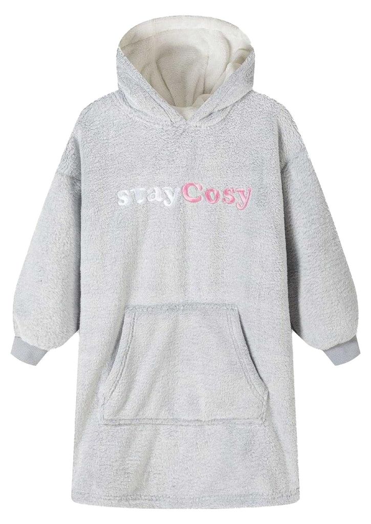 Minoti - "Cuddle" Kapuzenpullover für Mädchen, Fleece, Übergroß MN695 (122) (Grau)