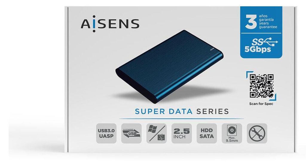 AISENS ASE-2525PB, HDD-Gehäuse, 2.5", SATA, Serial ATA II, Produktbild 