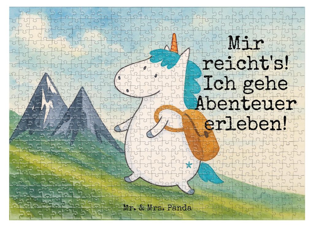 Mr. & Mrs. Panda Puzzle Einhorn Bergsteiger Design 551 Teile - Weiß - Geschenk, 500, 1500, Weltenbummler, Legespiel, Reisen, 300, Unicorn, Abenteu...
