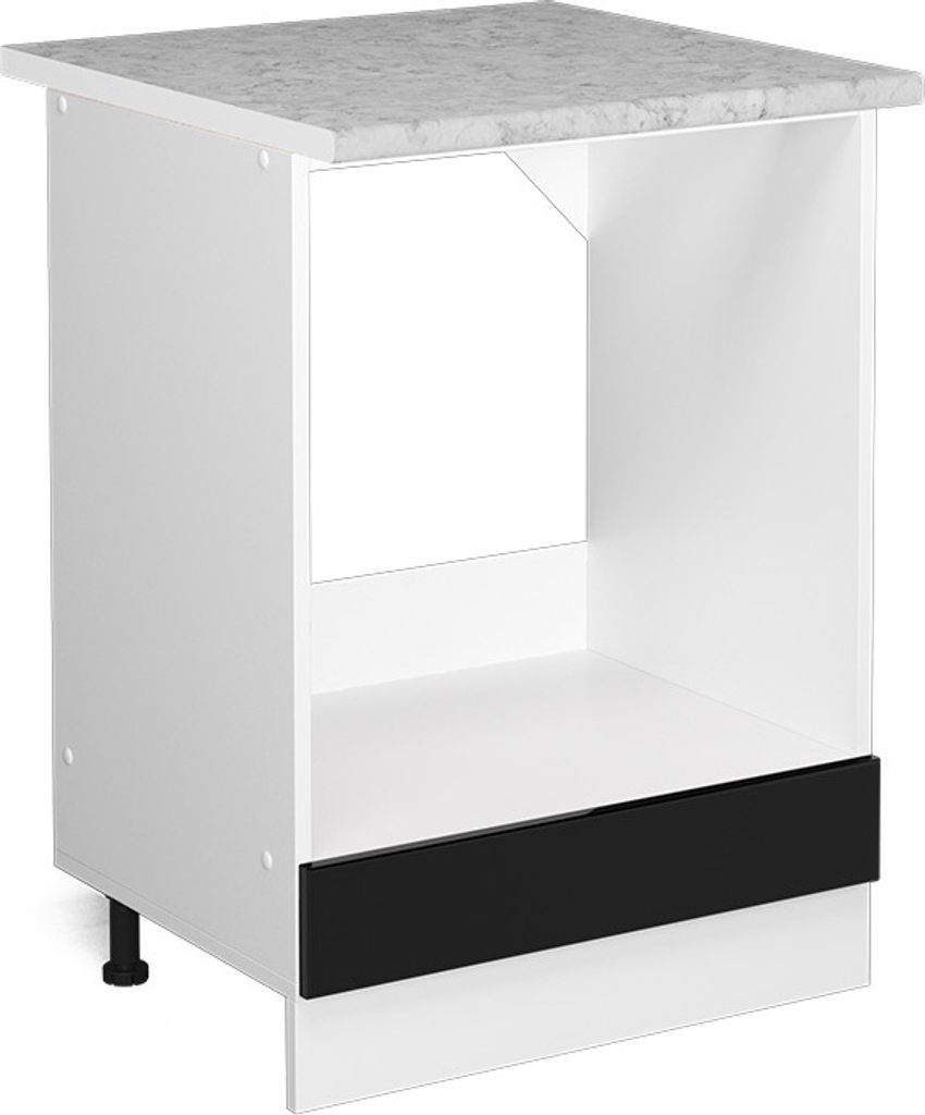 Unterschrank Vicco R-Line Schwarz Hochglanz 60 cm mit Großnische, mit Arbeitsplatte, Model 42014