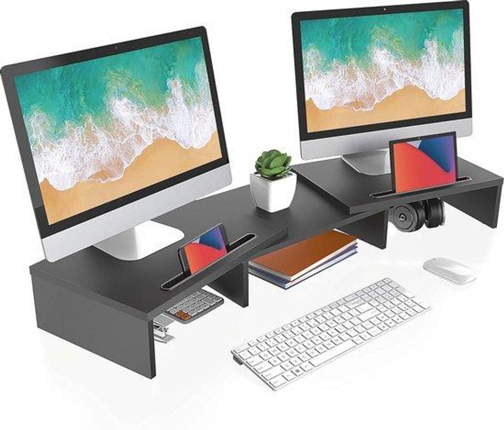 Ergonomische Monitorstandaarde für Laptop und PC - Dreh- und Verstellbar - Telefonhalter - bis 25kg Belastbar