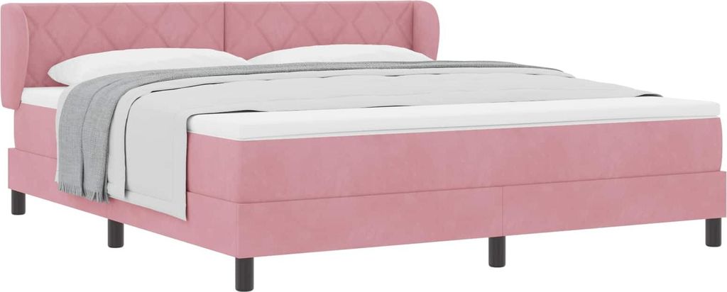 vidaXL Boxspringbett mit Kopfteil Rosa 180 x 200 cm Samt