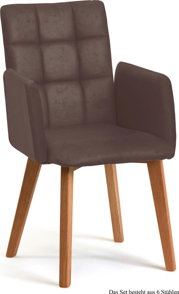 Armlehnstuhl (6er-Set) Dareia 52x91x60 Eiche geölt/Braun