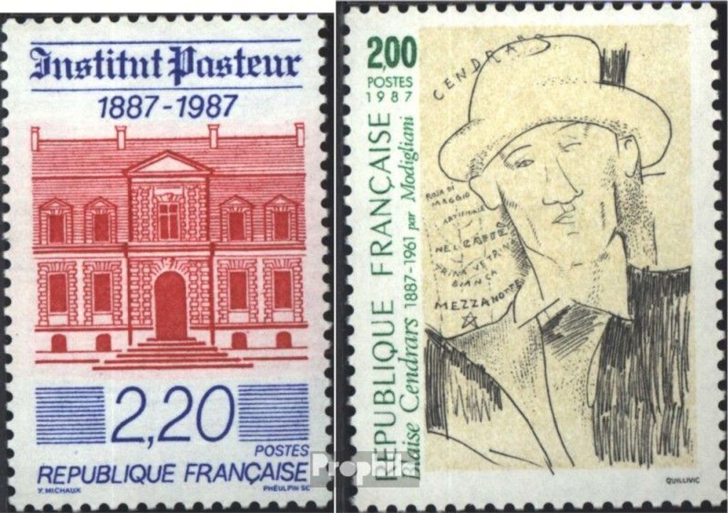 Briefmarken Frankreich 1987 Mi 2629,2630 (kompl.Ausg.) postfrisch Pasteur