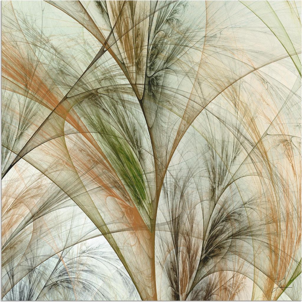 ARTland Wandbild Alu für Innen & Outdoor Fraktales Gras IV Größe: 50x50 cm