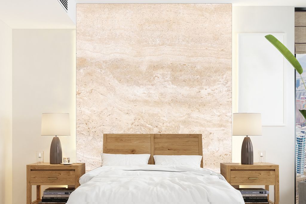 MuchoWow Fototapete für Wohnzimmer oder Schlafzimmer Wandtapete Vinyl Motivtapete Marmor - Steine - Sand - Textur - 205x280 cm - Wandbild