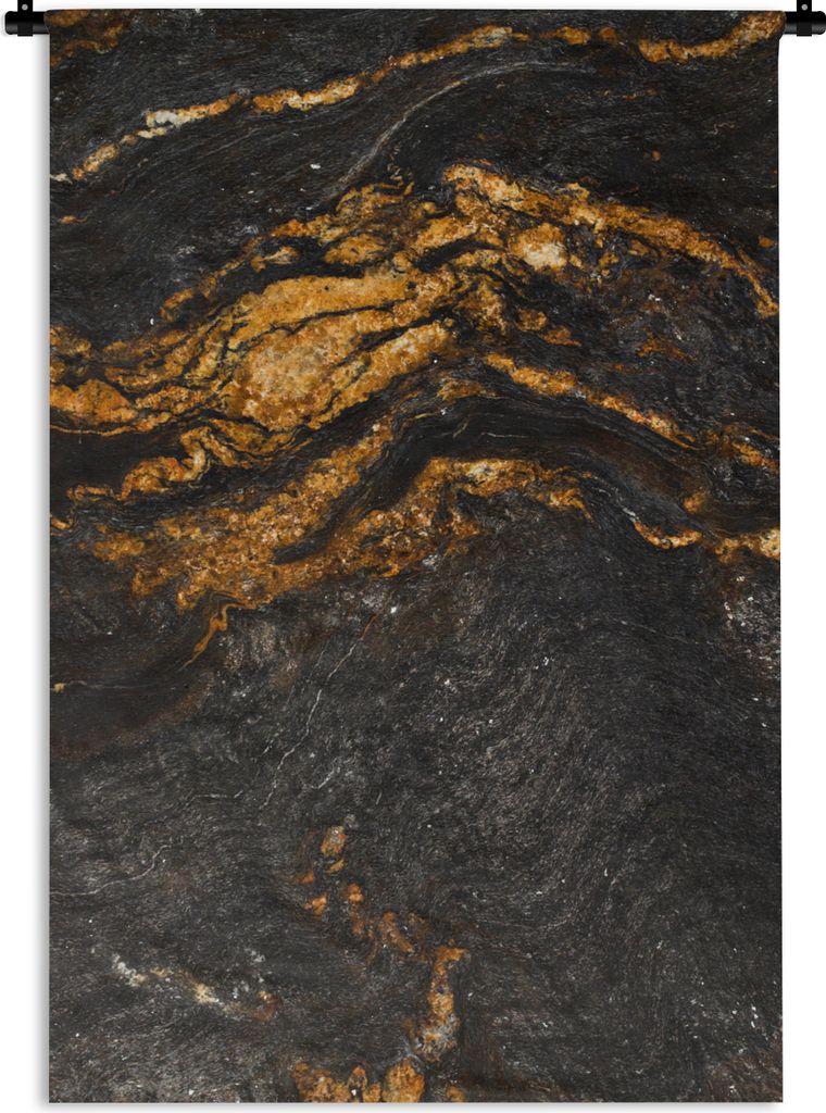 MuchoWow Wandteppich Wandbehang Marmor - Limette - Schwarz - Gold - Marmoroptik - Luxus 60x90 cm Tapisserie Dekoration Wandtuch - Foto-Teppich - ...