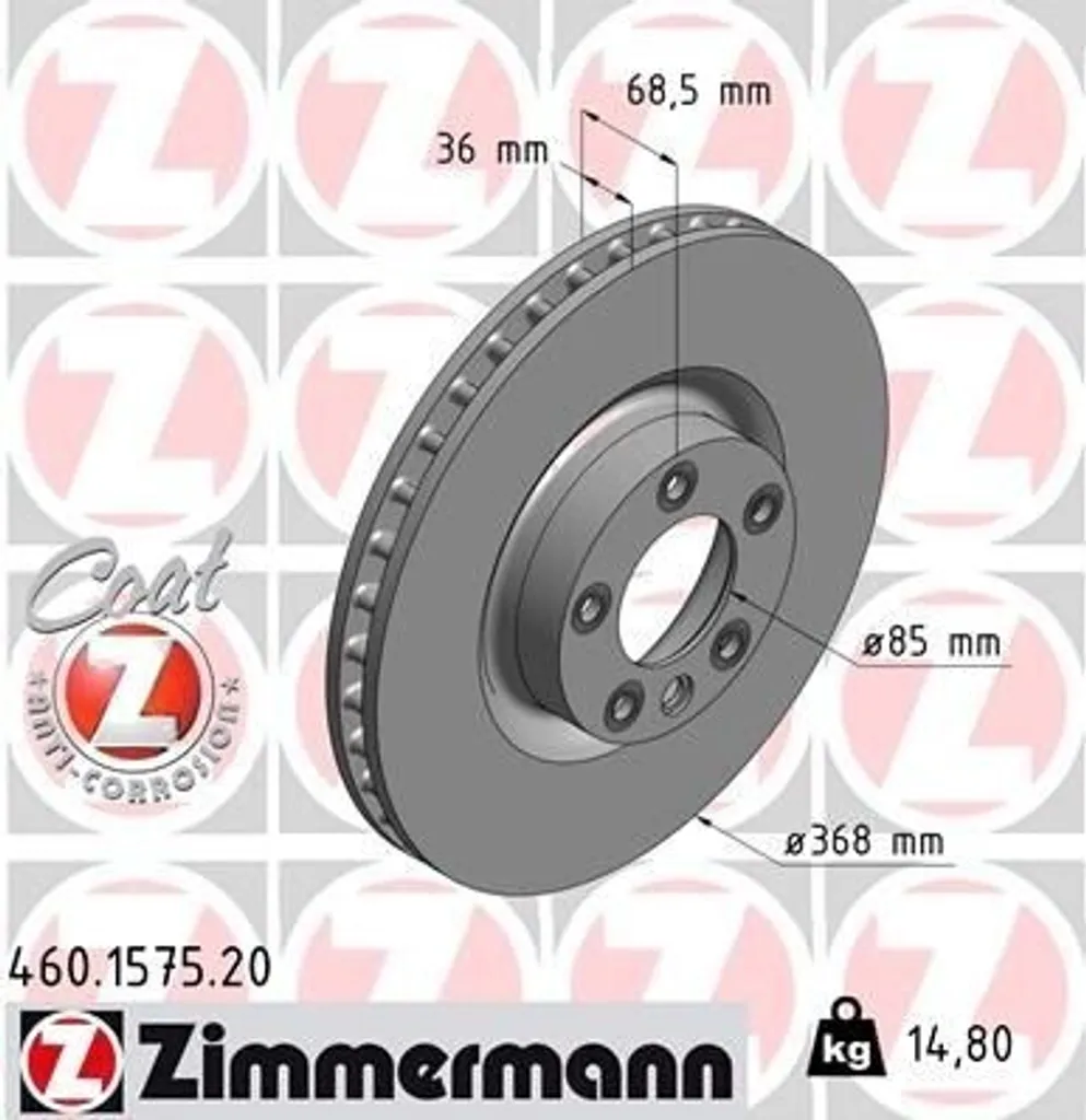 Zimmermann 460.1575.20 Disque de frein arrière performant Cayenne