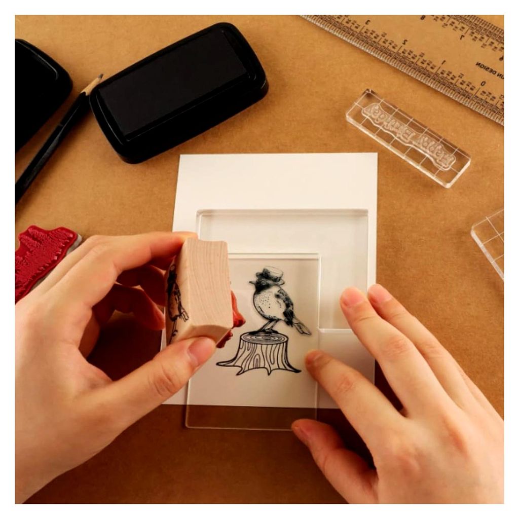 Stempel-Positionierer, Set mit 2 Stück Gummi-Acryl-Stempeln für Kartenherstellung und Scrapbooking