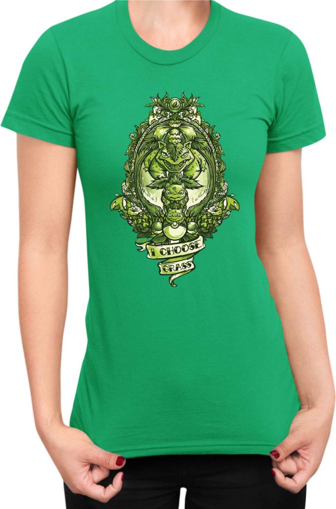 Damen T-Shirt Japan Manga Anime Comics Pokemon 028, Lady XL / Grün