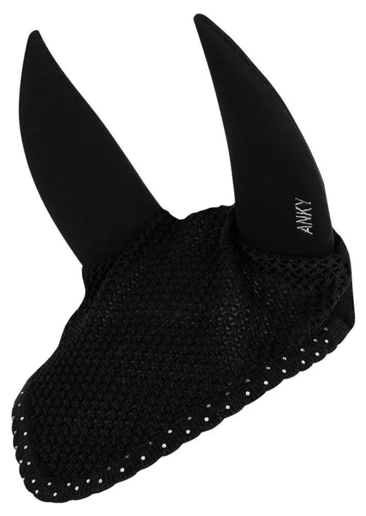 Bonnet Anti-Insectes Cheval Noir en Crochet Anky United C-wear Cob Noir