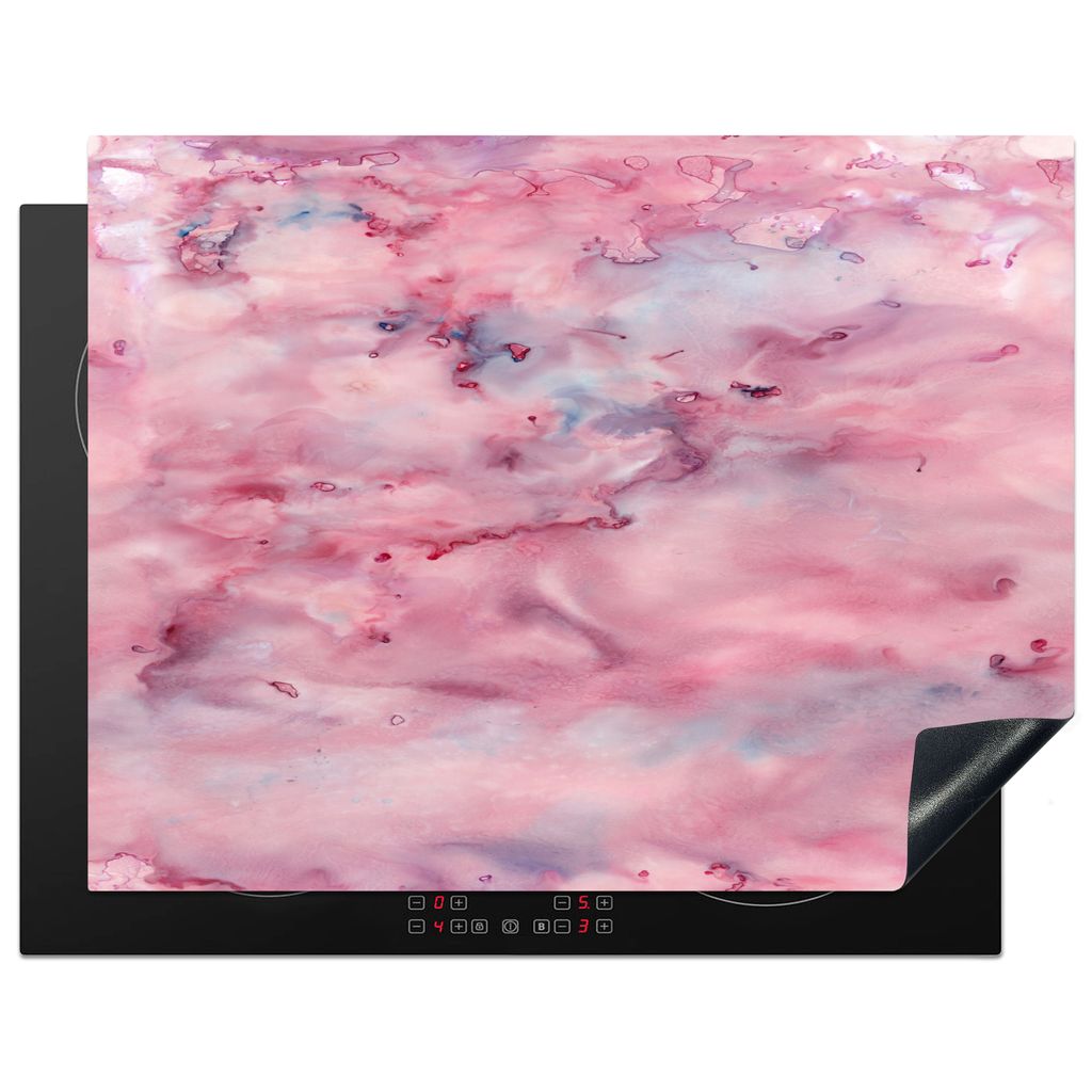 KitchenYeah Herdabdeckplatte Alkoholtinte - Marmor - Rosa - Muster , 77x59cm, Küche Deko, Glaskeramikkochfeld Herdabdeckung, Abdeckplatte fùr K...