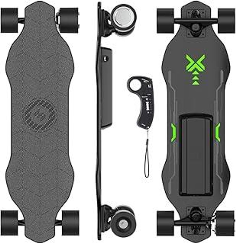 Elektro Skateboard Jugendliche mit Fernbedienung,19KM/H mit 300W Motor,12-16KM Reichweite,Fernbedienung Mit 4 Geschwindigkeitsstufen,Wasserdicht Sc...