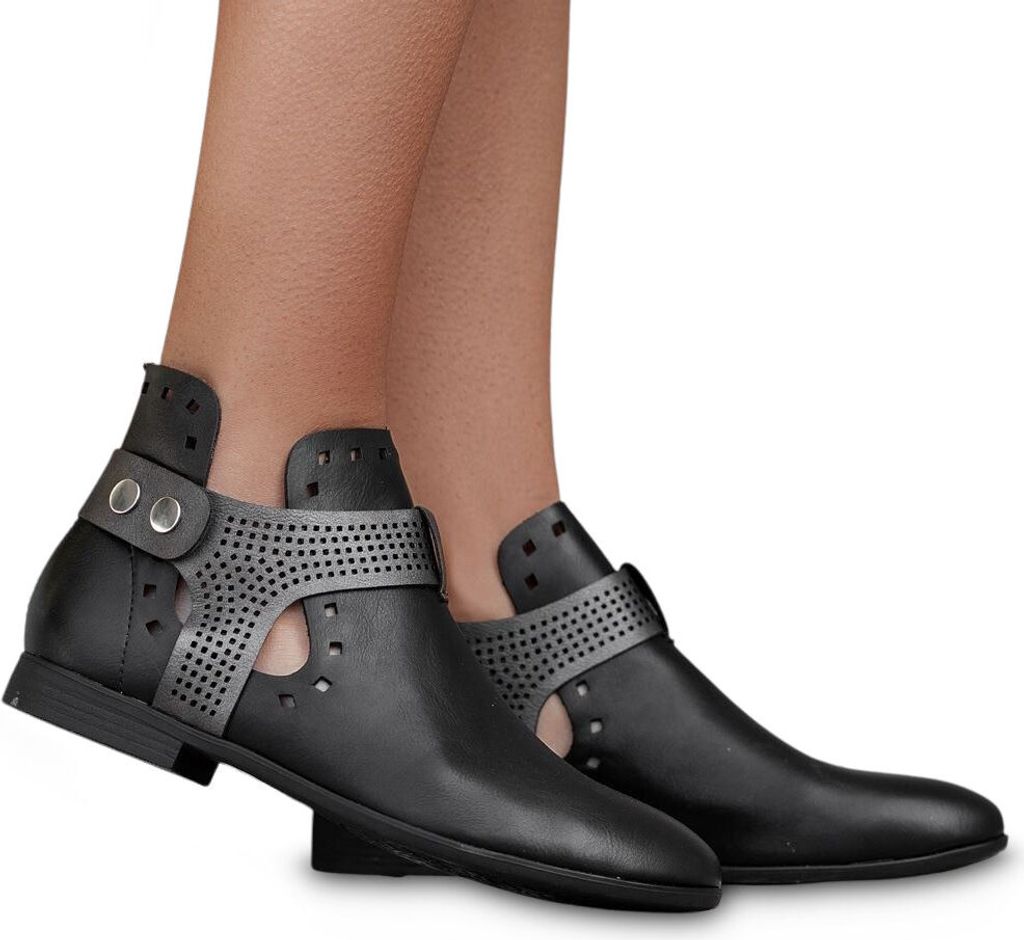 Damen Stiefel Durchbrochene Damenschuhe Boots Stiefeletten Frühling Weide Dunkelgrau Gr.37