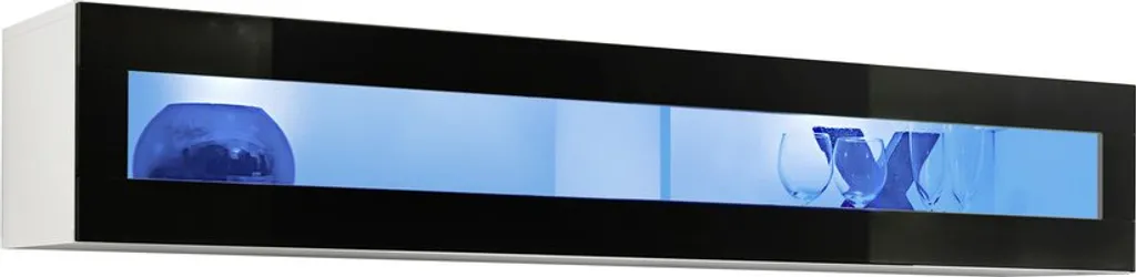 Mobile Vetrina FREYA Bianco Nero 160cm - Offerta Online Soggiorno