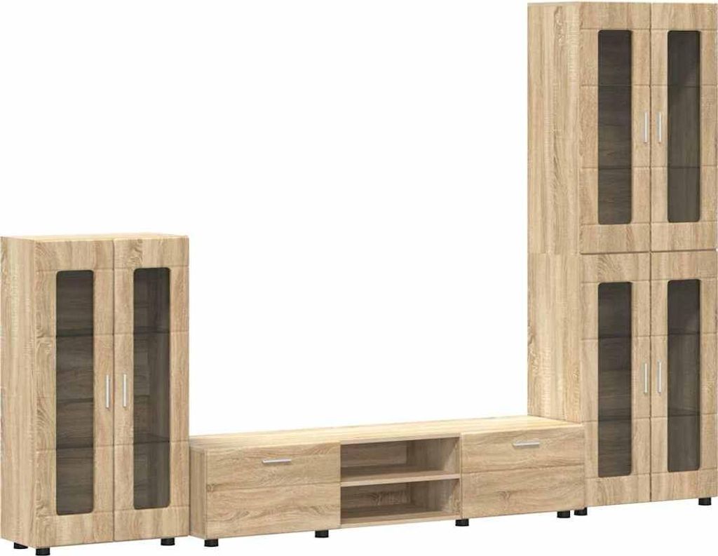vidaXL TV-Schrankset mit Regal FLORIN 3 pcs Sonoma-Eiche Holzwerkstoff