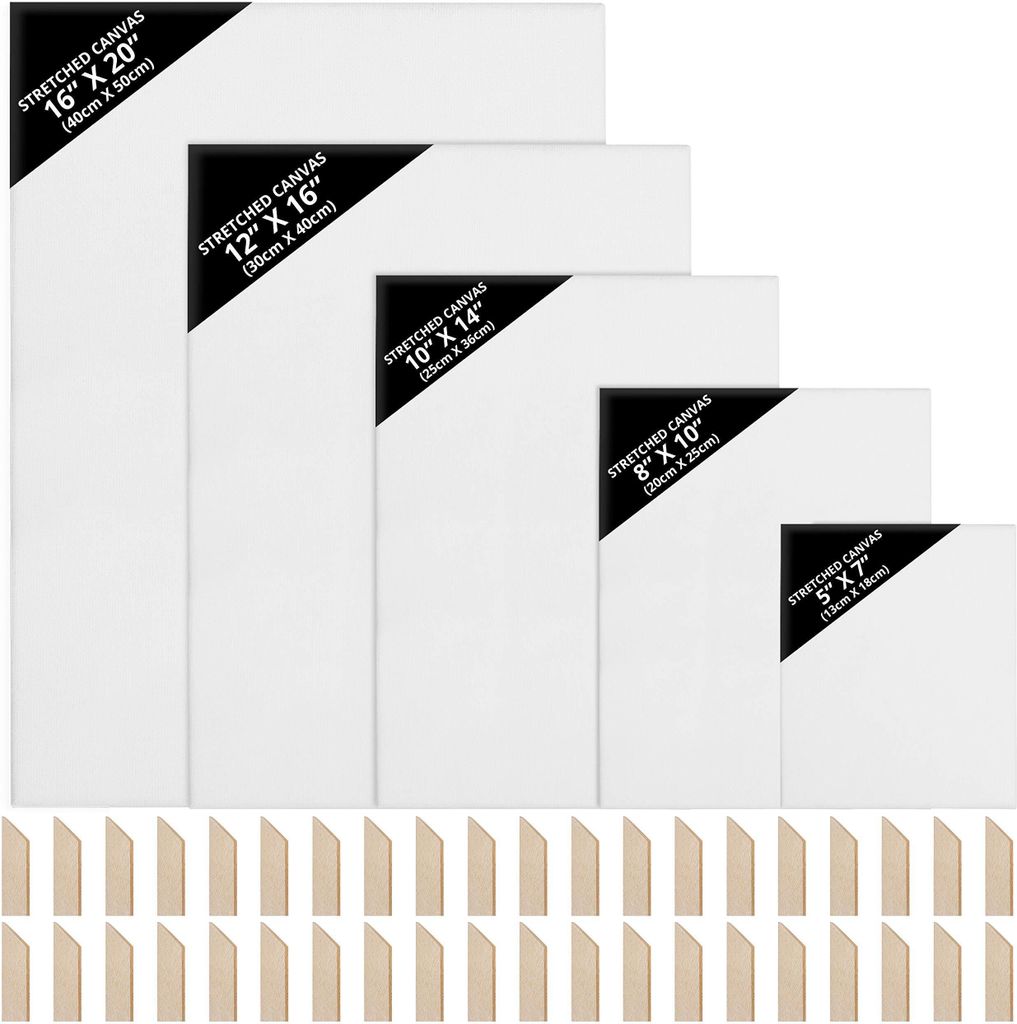 10 teiliges Leinwand Set- Weiße Künstler Leinwände- Leinwand Tafeln zum Bemalen- Acryl Malerei - Weiße, bespannte Leinwände für Acrylmalerei in verschiedenen Größen - Leinwände für Aquarellmalerei
