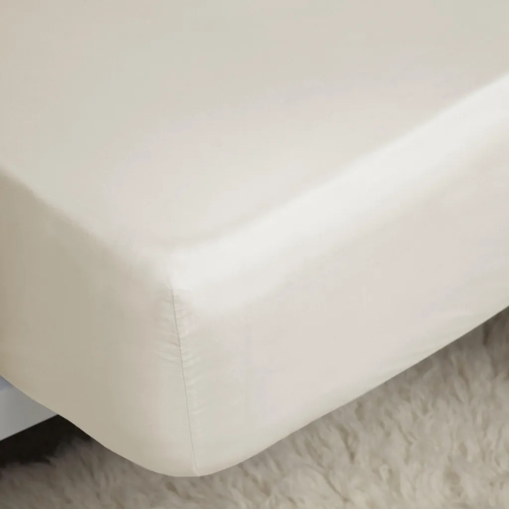 Drap-housse 198x198 Ivoire pour Matelas Épais Coton Pima 450 Fils Belladorm