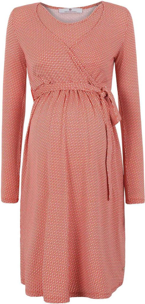 Rotes Damen Umstandskleid mit Bindeband Bellybutton