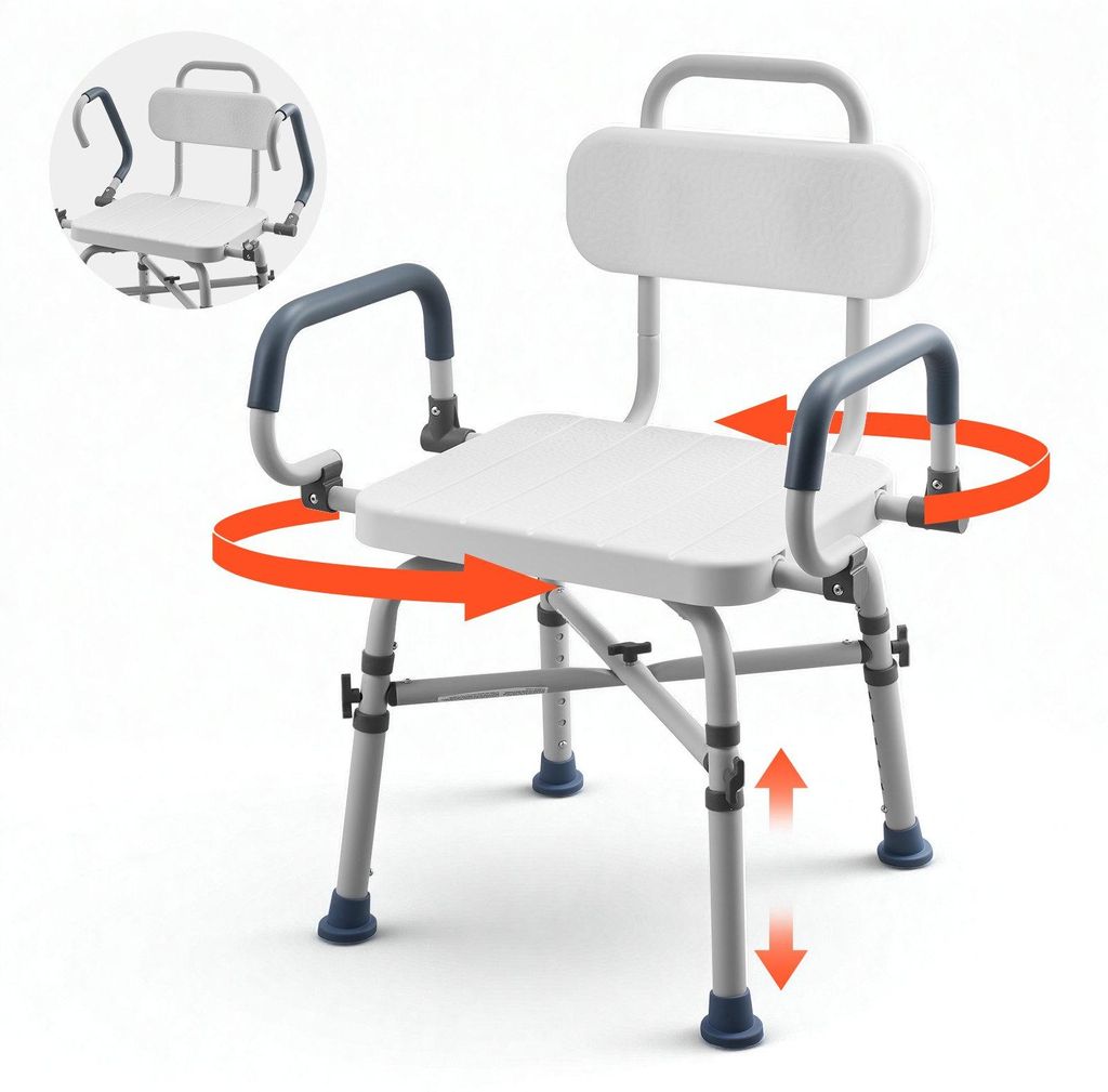 Silla de ducha giratoria VEVOR con reposabrazos y respaldo, Imagen del producto 