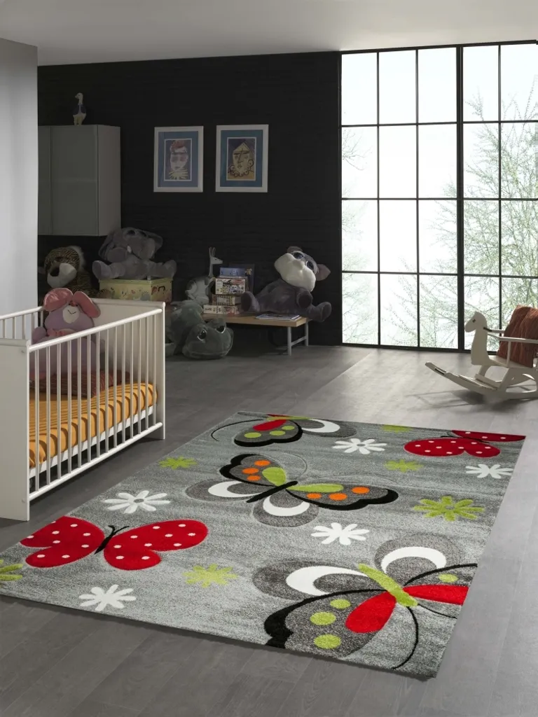 Tapis de jeux pour enfant 140x200 cm papillon idéal pour chambre et éveil