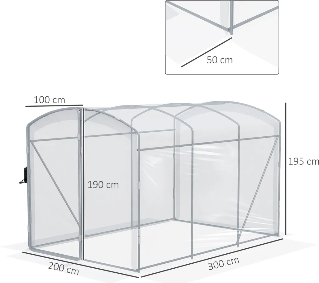Serre à tomates étanche au vent 3x2m avec structure en acier galvanisé