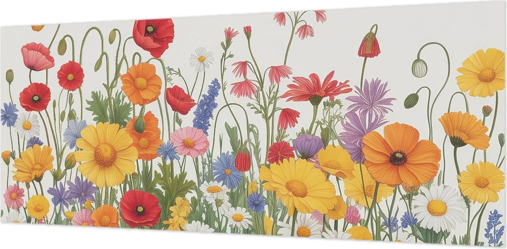 Wandtapete - Dekorative Tapete für Wohnzimmer- Tapetenfolie für Wanddekoration - 208x146 cm - Blumenwiese
